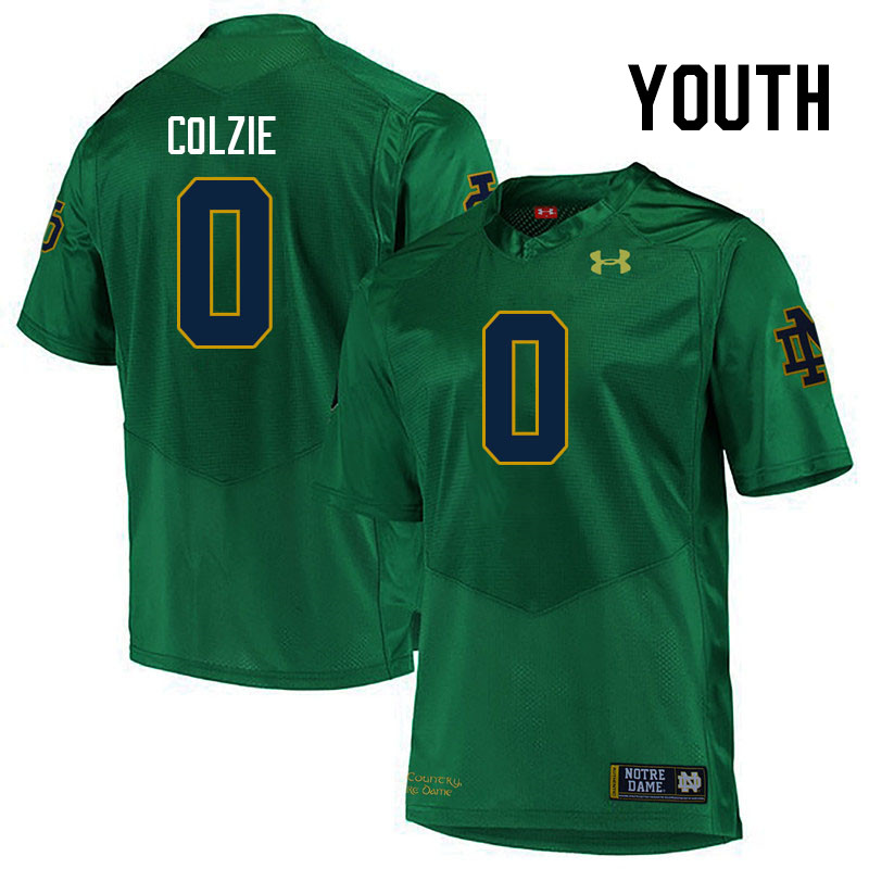 Youth #0 Deion Colzie Notre Dame Fighting Irish College Football Jerseys Stitched-Green - Click Image to Close
